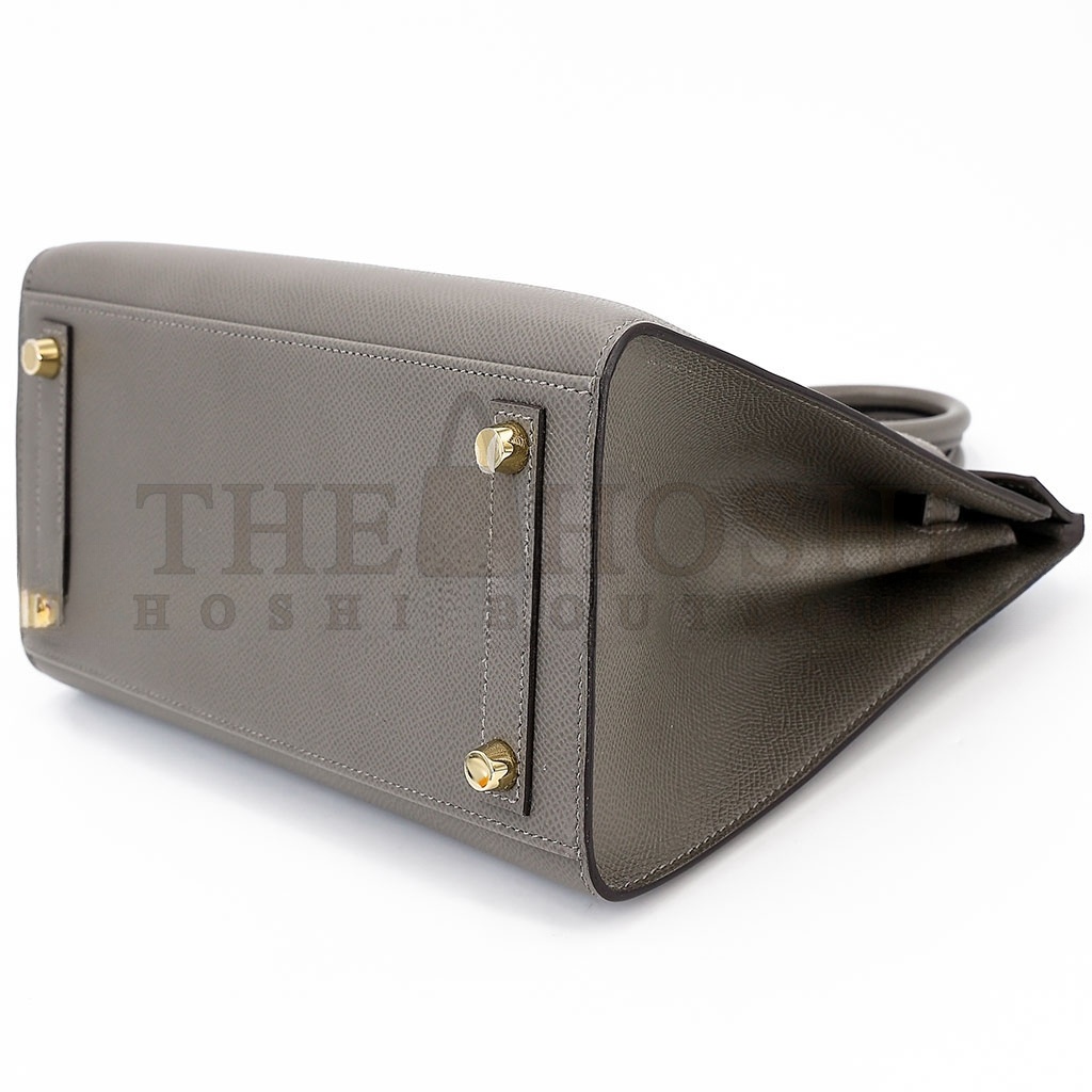 H**me5 BIRKIN 25 EPSOM LEATHER PEWTER GREY GOLD BUCKLE LUXURY BAG 2935397569 (25*20*13cm) Master Quality